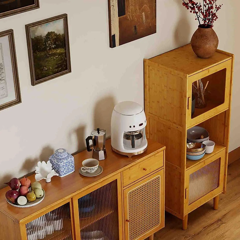 3-Piece Modern Dining Room Set: Wooden Dining Chairs + Bamboo Sideboard Cabinet + Tall Storage Cabinet by DirectDeals