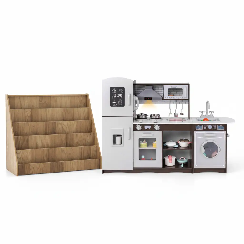 Kids Toy Storage & Pretend Play Kitchen Bundle by DirectDeals