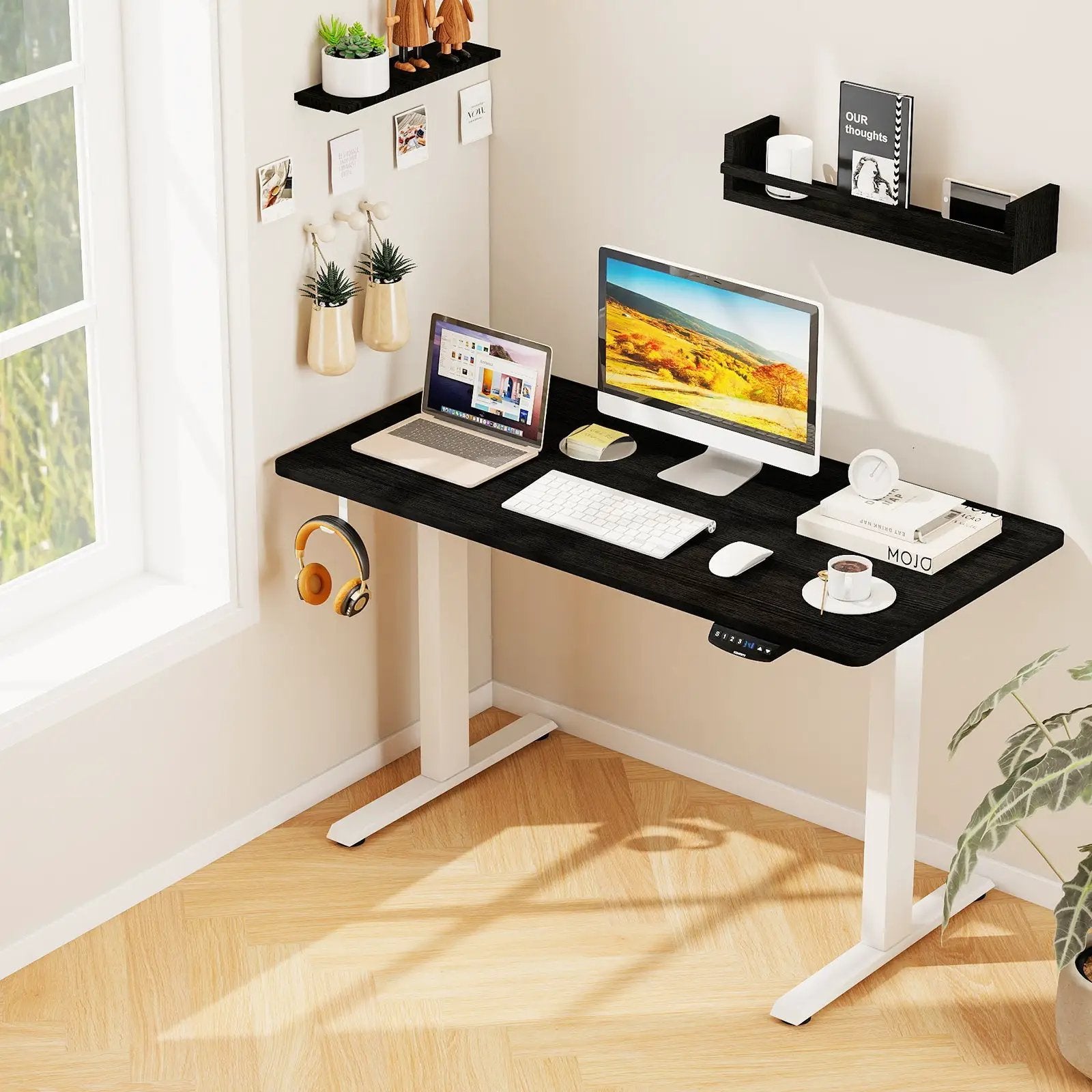 Electric Standing Desk Height Adjustable with 3 Memory Heights Black by DirectDeals