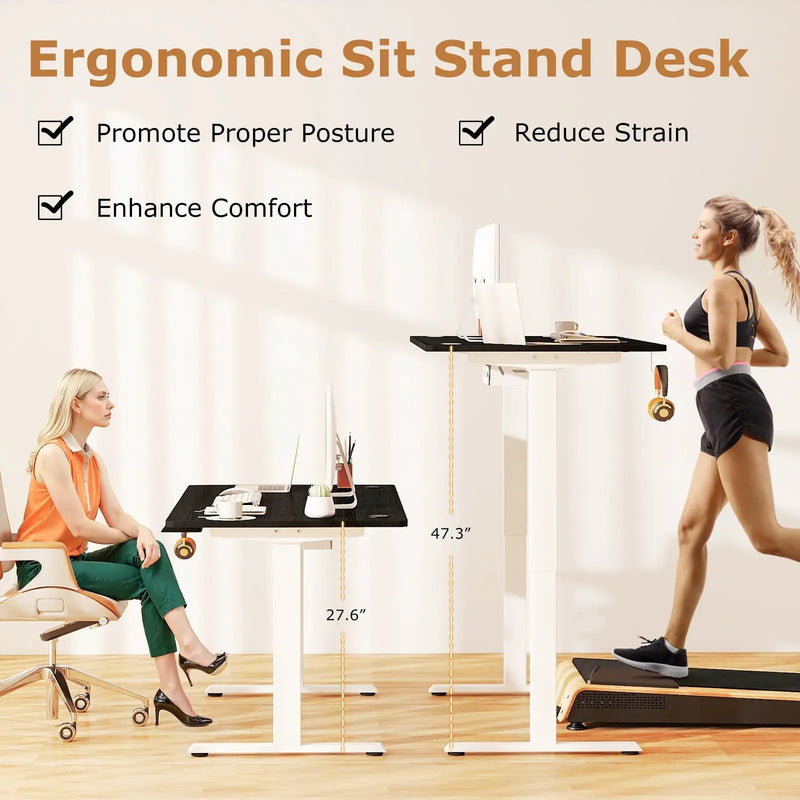 Electric Standing Desk Height Adjustable with 3 Memory Heights Black by DirectDeals