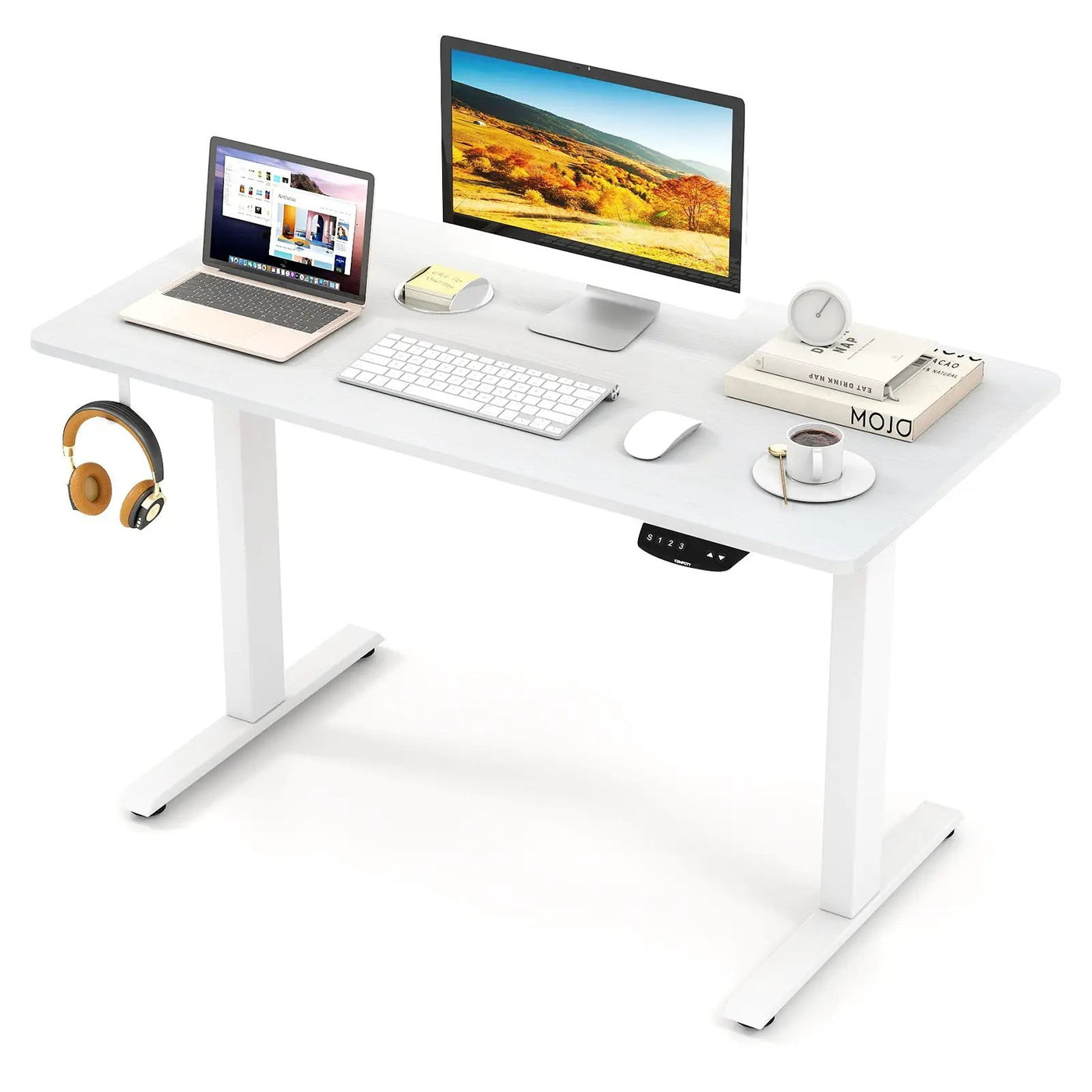 Electric Standing Desk Height Adjustable with 3 Memory Heights White by DirectDeals