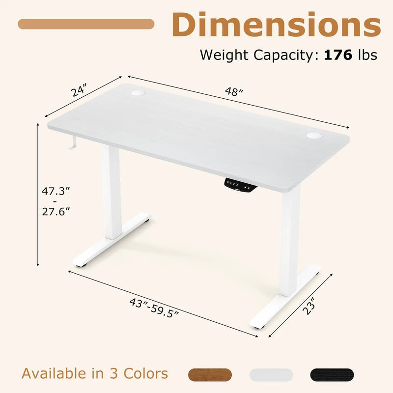 Electric Standing Desk Height Adjustable with 3 Memory Heights White by DirectDeals