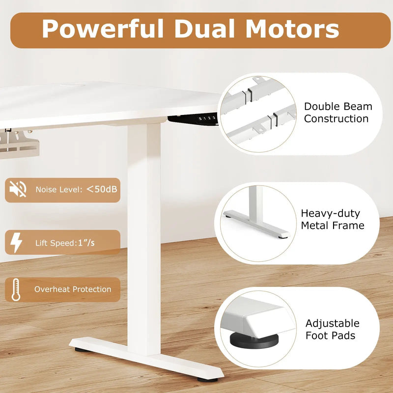 Electric Standing Desk Height Adjustable with 3 Memory Heights White by DirectDeals