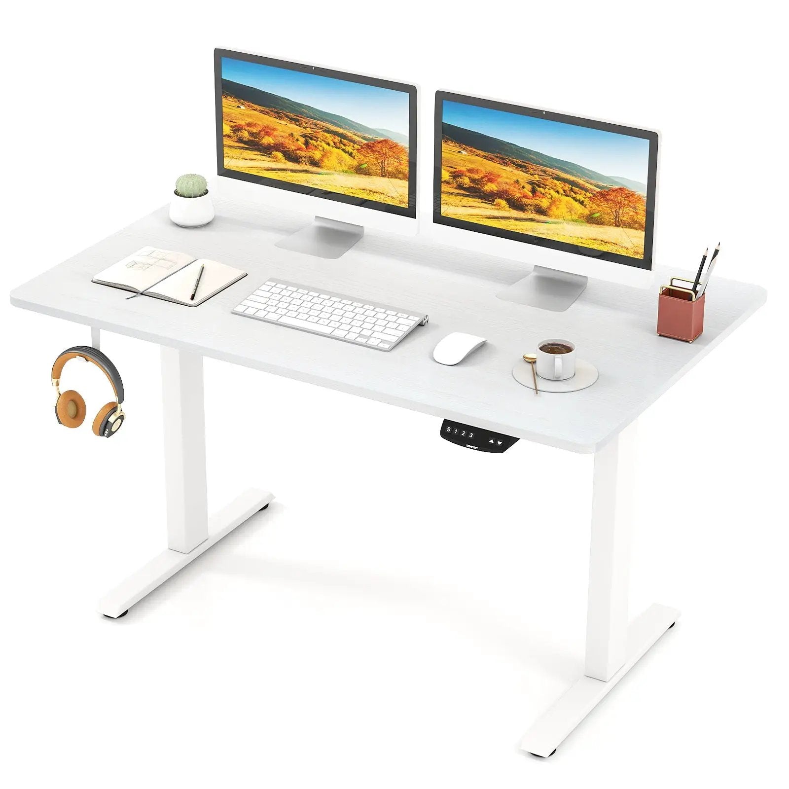 Electric Standing Desk Height Adjustable with 3 Memory Heights White by DirectDeals