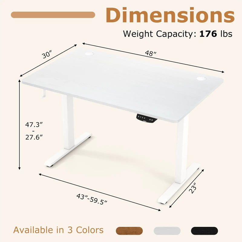 Electric Standing Desk Height Adjustable with 3 Memory Heights White by DirectDeals