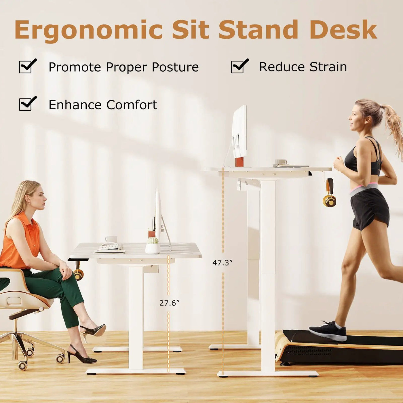Electric Standing Desk Height Adjustable with 3 Memory Heights White by DirectDeals