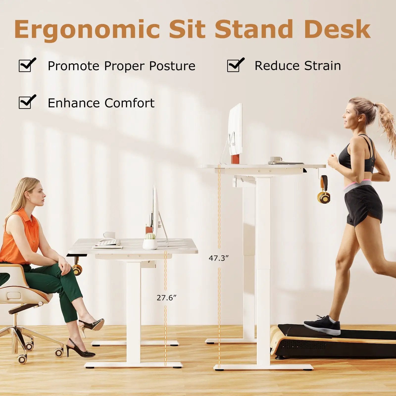 Electric Standing Desk Height Adjustable with 3 Memory Heights White by DirectDeals