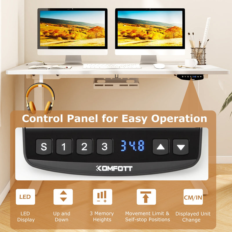 Electric Standing Desk Height Adjustable with 3 Memory Heights White by DirectDeals