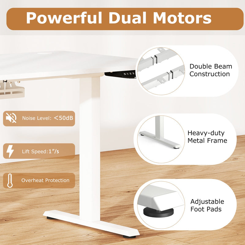 Electric Standing Desk Height Adjustable with 3 Memory Heights White by DirectDeals