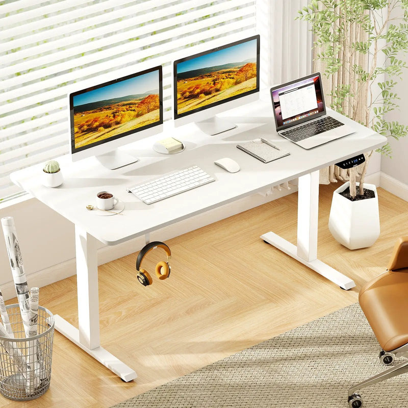 Electric Standing Desk Height Adjustable with 3 Memory Heights White by DirectDeals