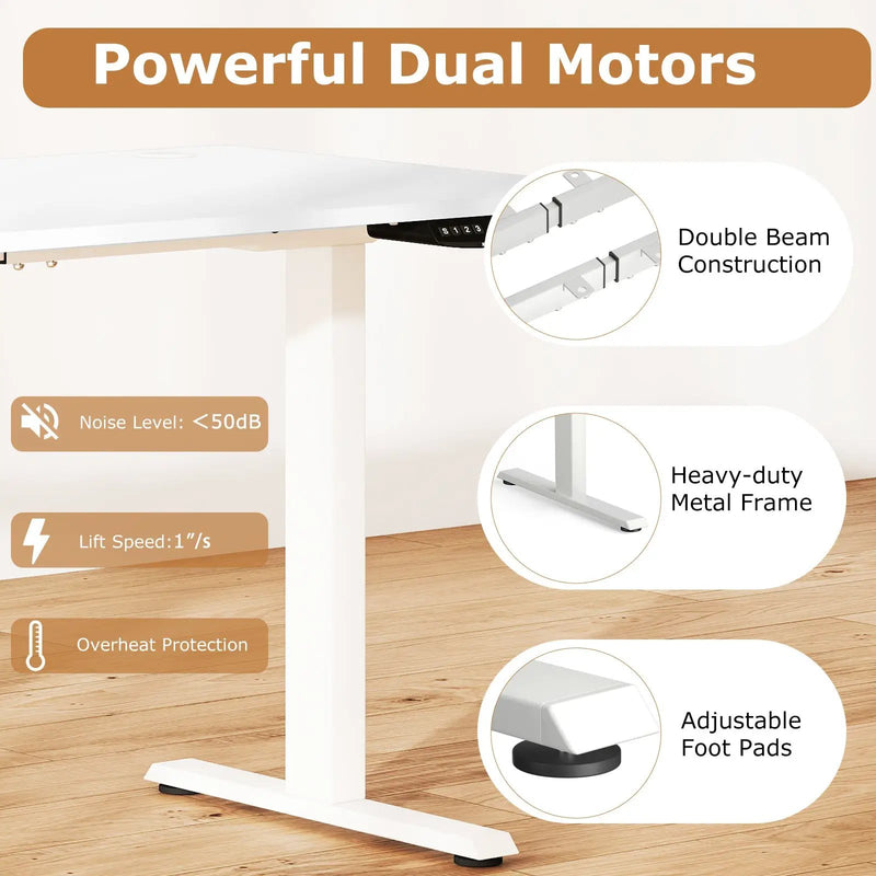 Electric Standing Desk Height Adjustable with 3 Memory Heights White by DirectDeals