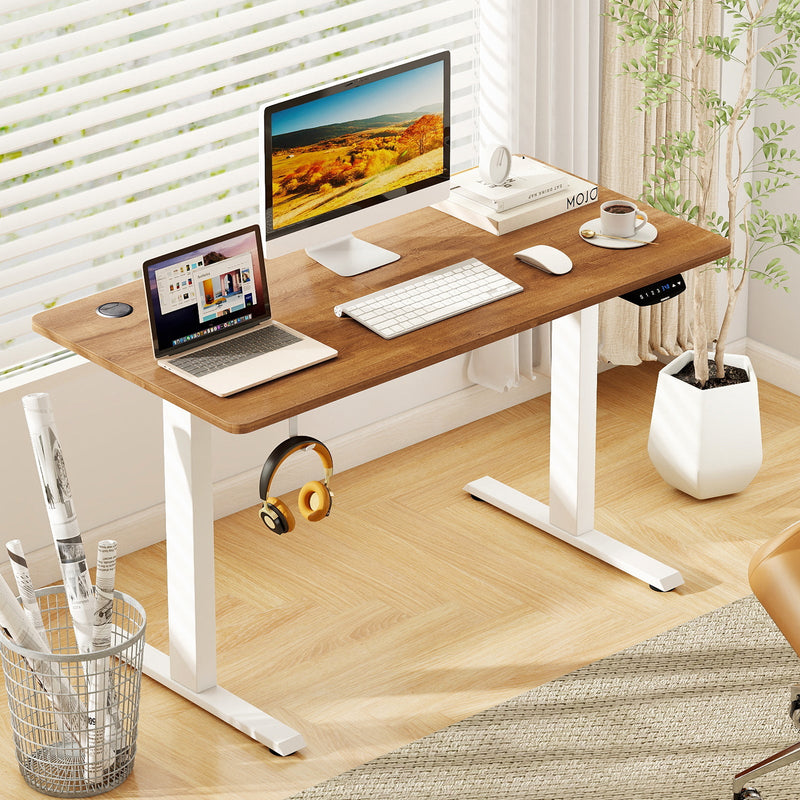 Electric Standing Desk Height Adjustable with 3 Memory Heights Walnut by DirectDeals