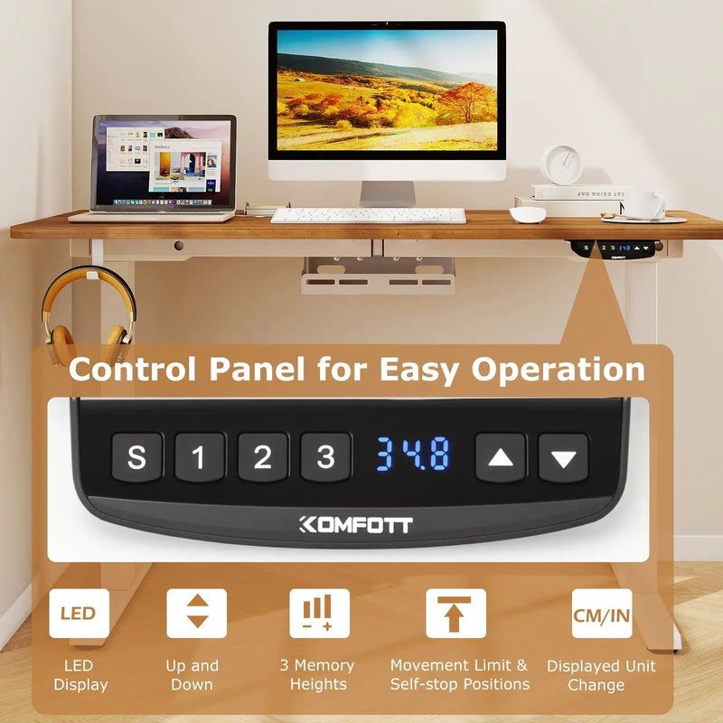 Electric Standing Desk Height Adjustable with 3 Memory Heights Walnut by DirectDeals