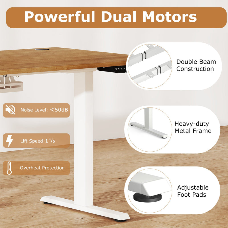 Electric Standing Desk Height Adjustable with 3 Memory Heights Walnut by DirectDeals