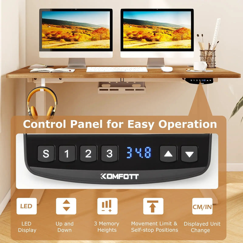 Electric Standing Desk Height Adjustable with 3 Memory Heights Walnut by DirectDeals