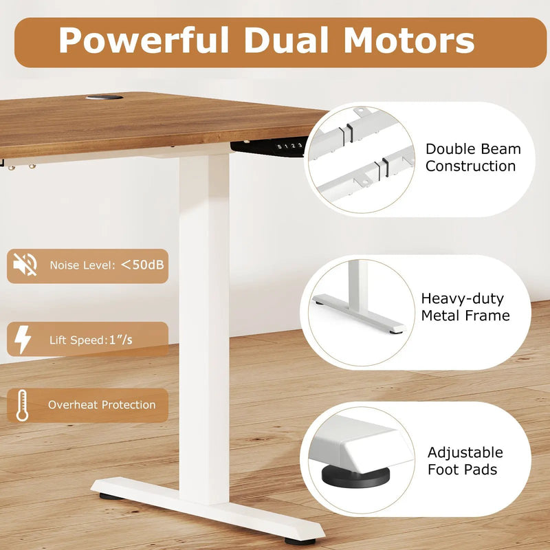 Electric Standing Desk Height Adjustable with 3 Memory Heights Walnut by DirectDeals