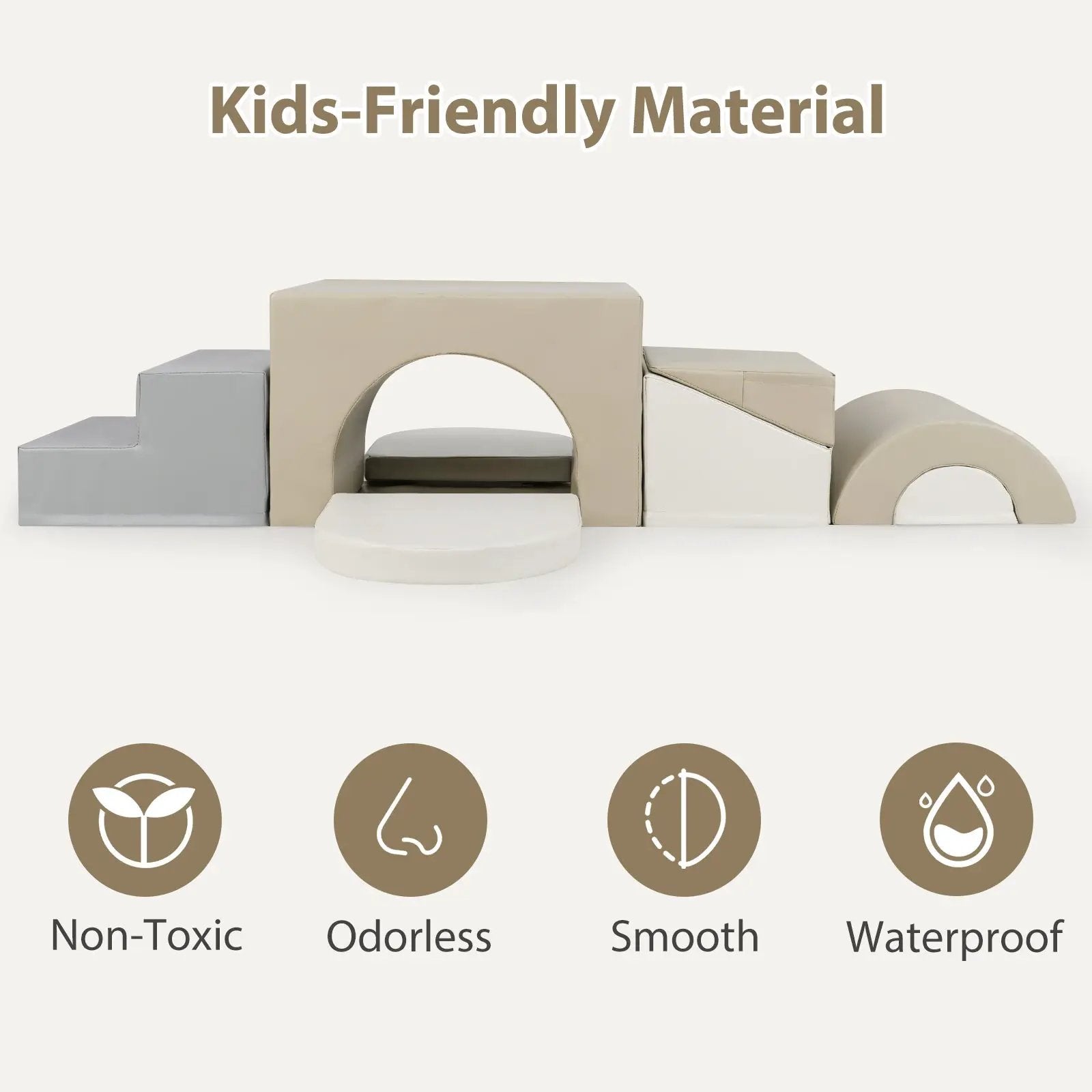 7-Piece Soft Foam Toddler Climbing Blocks Set PU Leather for 1+ Year Old by DirectDeals