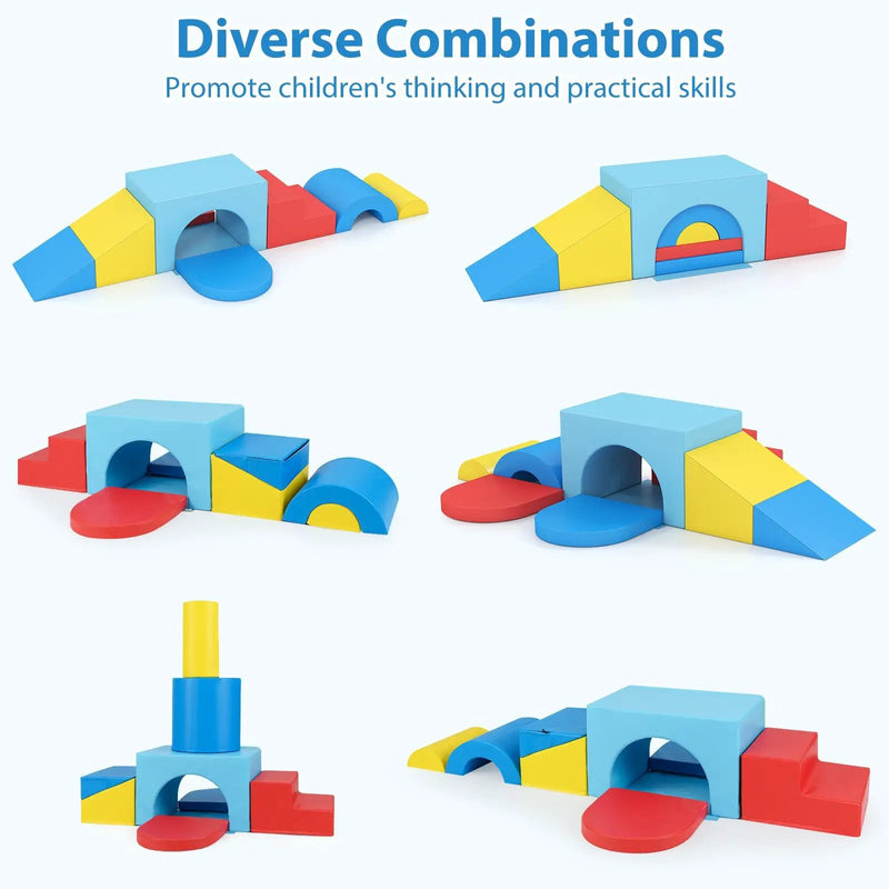 7-Piece Soft Foam Toddler Climbing Blocks Set PU Leather for 1+ Year Old by DirectDeals