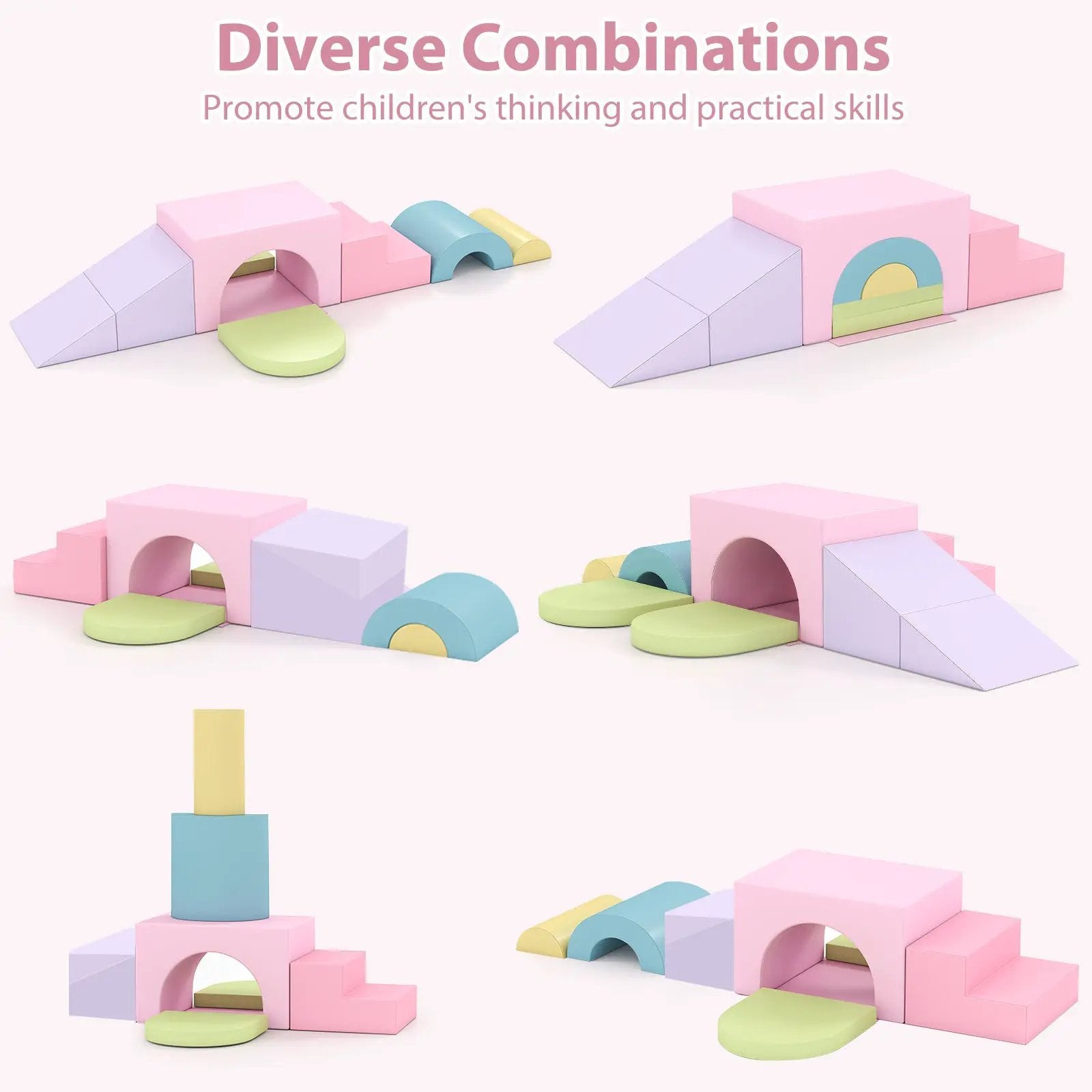 7-Piece Soft Foam Toddler Climbing Blocks Set PU Leather for 1+ Year Old by DirectDeals