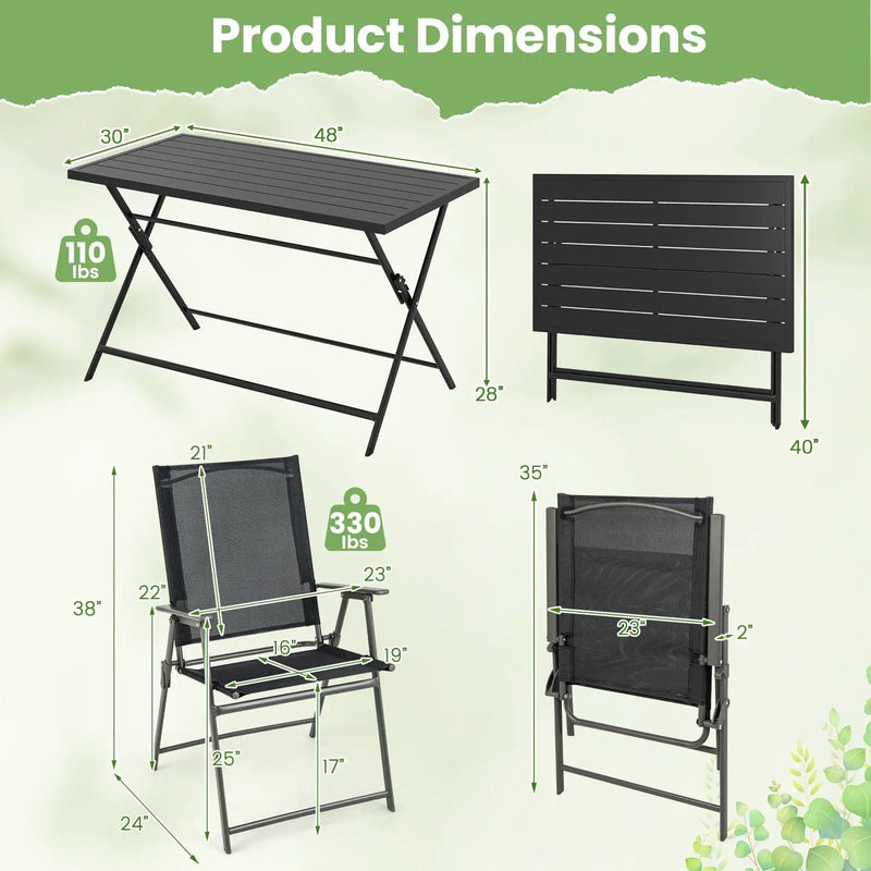 5-Piece Foldable Outdoor Dining Set for Backyard Garden Deck by DirectDeals