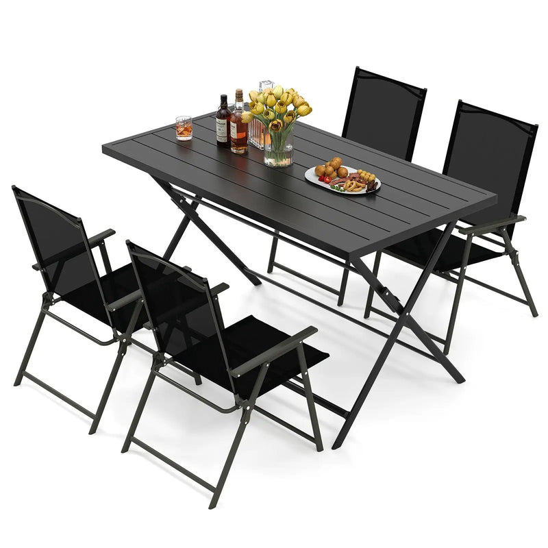 5-Piece Foldable Outdoor Dining Set for Backyard Garden Deck by DirectDeals