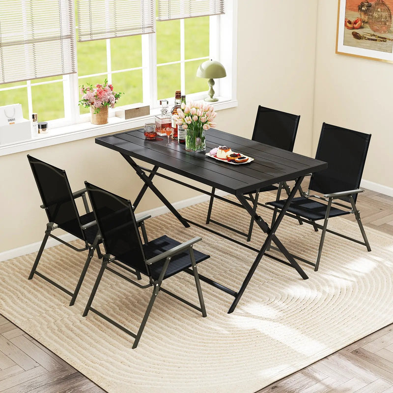 5-Piece Foldable Outdoor Dining Set for Backyard Garden Deck by DirectDeals