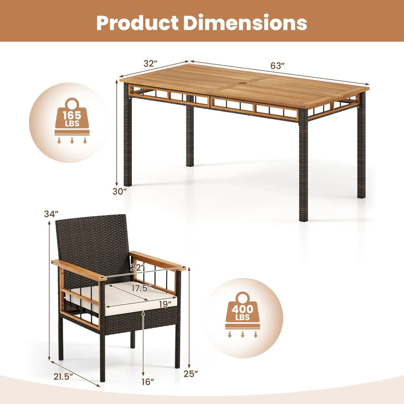 7 Pieces PE Wicker Patio Dining Set for Garden and Backyard by DirectDeals