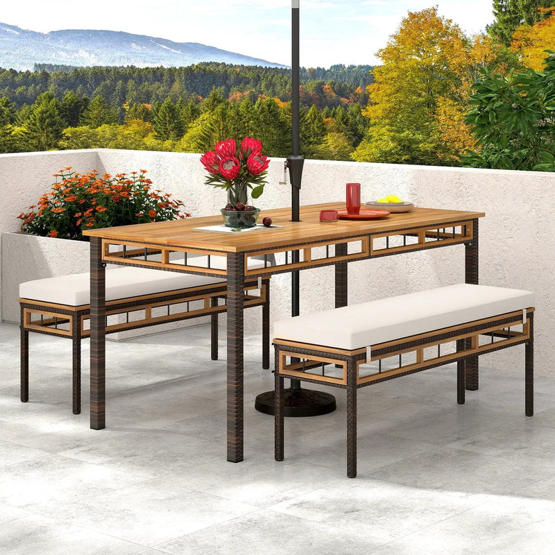 3 Pieces Acacia Wood Patio Dining Set for Deck and Backyard by DirectDeals