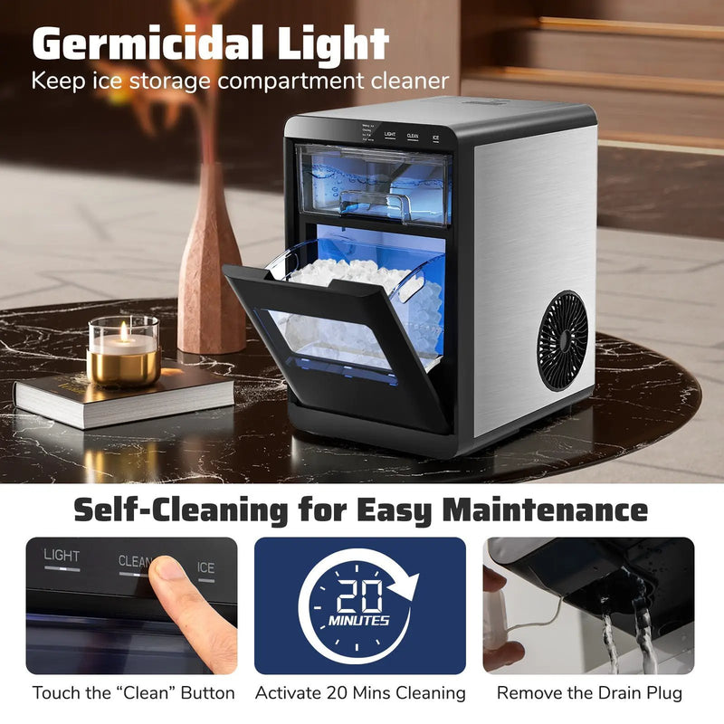 Countertop Nugget Ice Maker and Powerful Fruit Vegetable Juicer Combo for Refreshing Beverages by DirectDeals