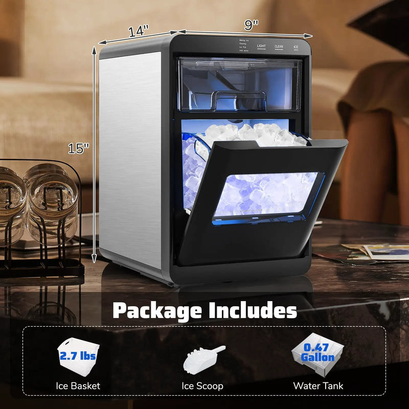 Countertop Nugget Ice Maker and Powerful Fruit Vegetable Juicer Combo for Refreshing Beverages by DirectDeals