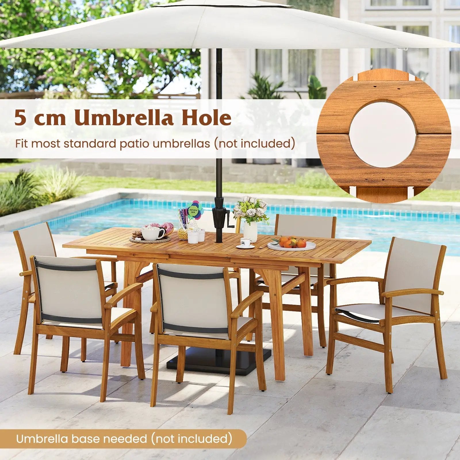 9 Pieces Acacia Wood Patio Dining Set for 6 by DirectDeals