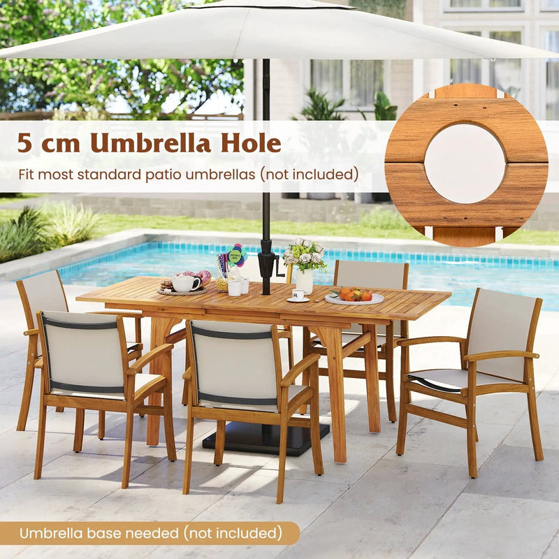 9 Pieces Acacia Wood Patio Dining Set for 6 by DirectDeals