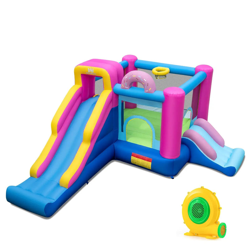 Inflatable Bounce House with Slides and Basketball Hoop (with 680W Blower) by DirectDeals