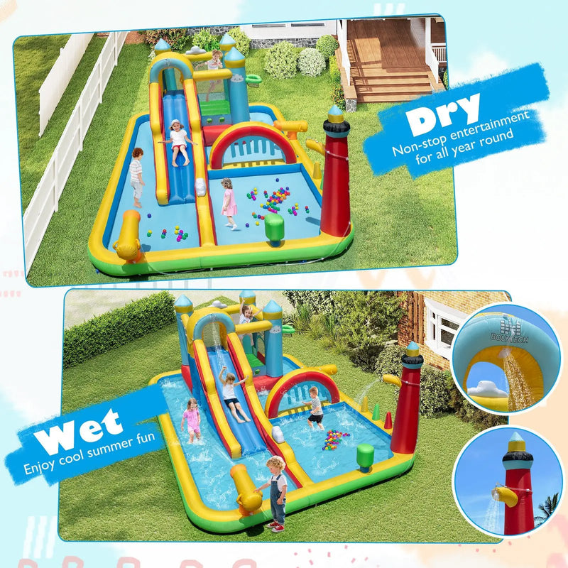 Inflatable Water Slide with Jumping Area and Climbing Wall(with 680W Blower) by DirectDeals