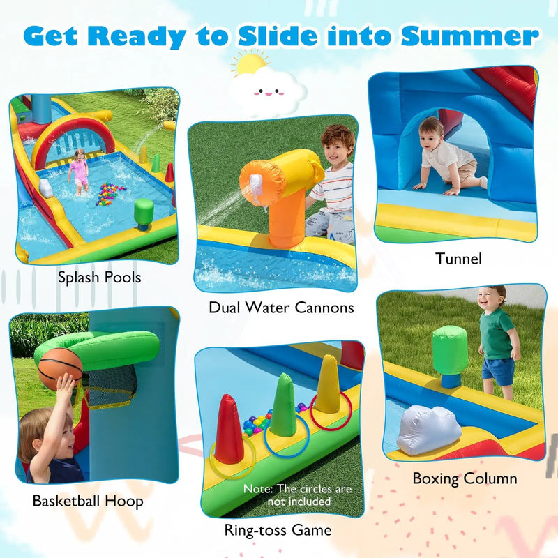 Inflatable Water Slide with Jumping Area and Climbing Wall(with 680W Blower) by DirectDeals