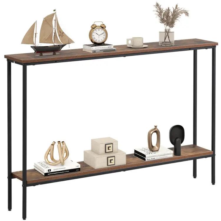 Entryway Set with 44 Inch Console Table 5-Tier Corner Hall Tree and Waiting Room Bench by DirectDeals