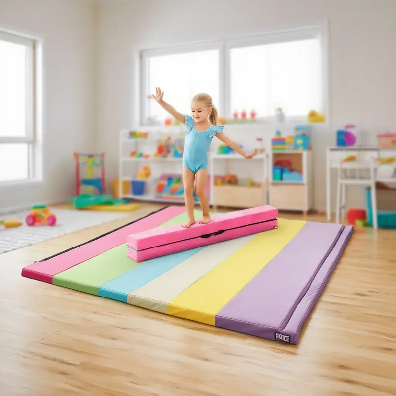 Yoga Set: Gymnastics Mat+Folding Gymnastics Balance Beam by DirectDeals