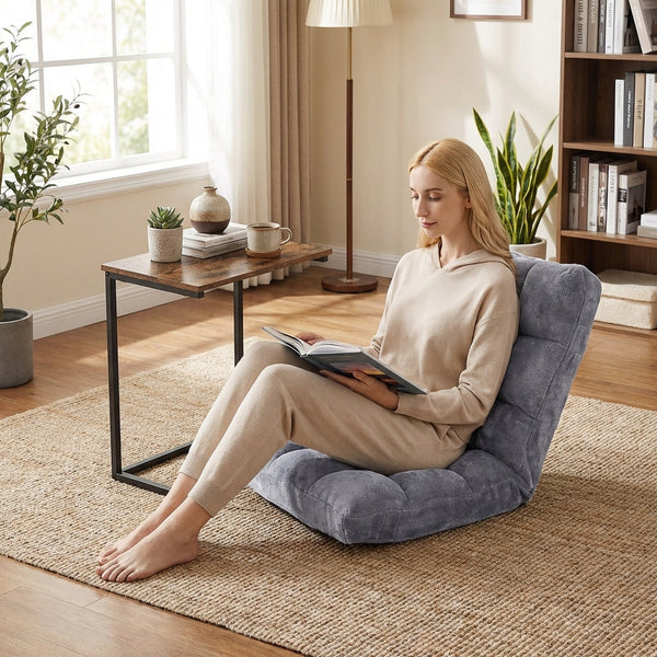 14-Position Adjustable Floor Chair & C-Shaped End Table Set, photo 2 of 6