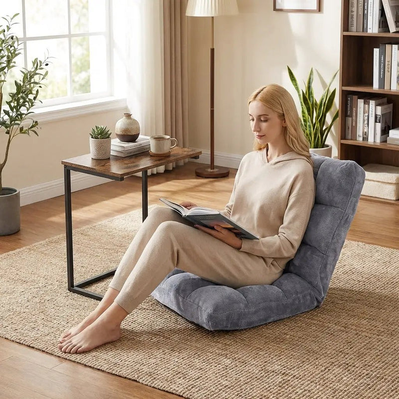 14-Position Adjustable Floor Chair & C-Shaped End Table Set by DirectDeals