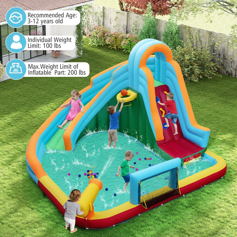 Inflatable Water Slide Park 6-in-1 Giant Bounce House without Blower costway5 by DirectDeals