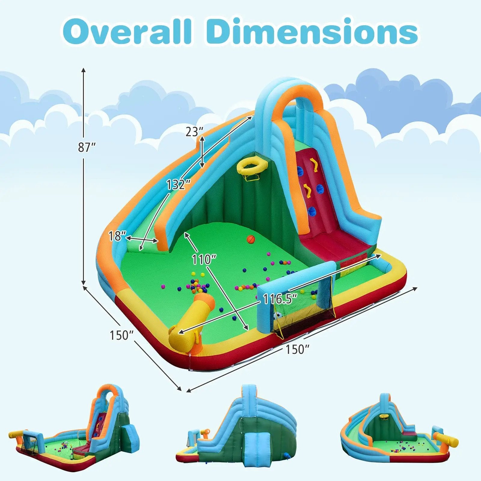 6-in-1 Inflatable Water Slide Park with 750W Blower for Yard by DirectDeals