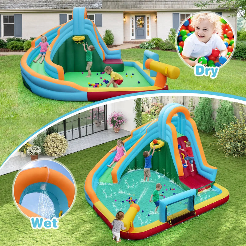 6-in-1 Inflatable Water Slide Park with 750W Blower for Yard by DirectDeals