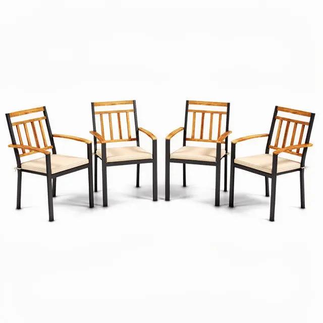63 Inch Outdoor Dining Table & Set of 4 Patio Dining Chairs by DirectDeals
