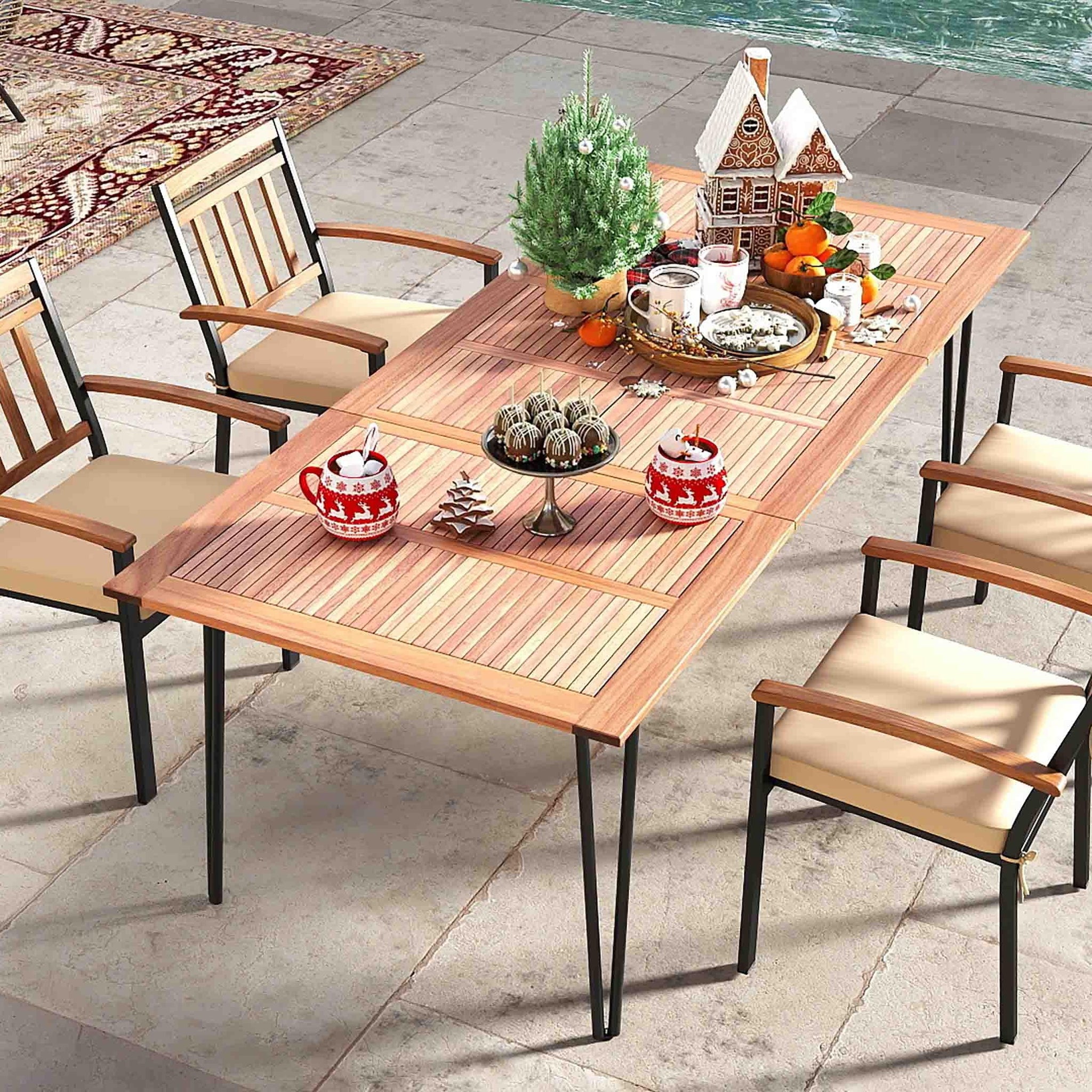 63 Inch Outdoor Dining Table & Set of 4 Patio Dining Chairs by DirectDeals