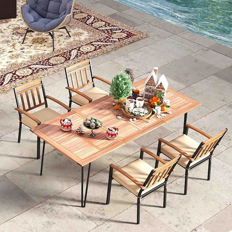 63 Inch Outdoor Dining Table & Set of 4 Patio Dining Chairs by DirectDeals