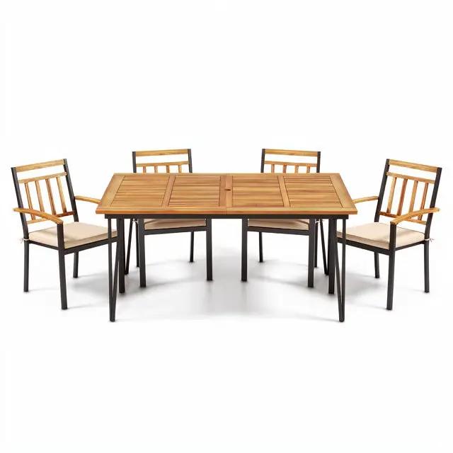 63 Inch Outdoor Dining Table & Set of 4 Patio Dining Chairs by DirectDeals