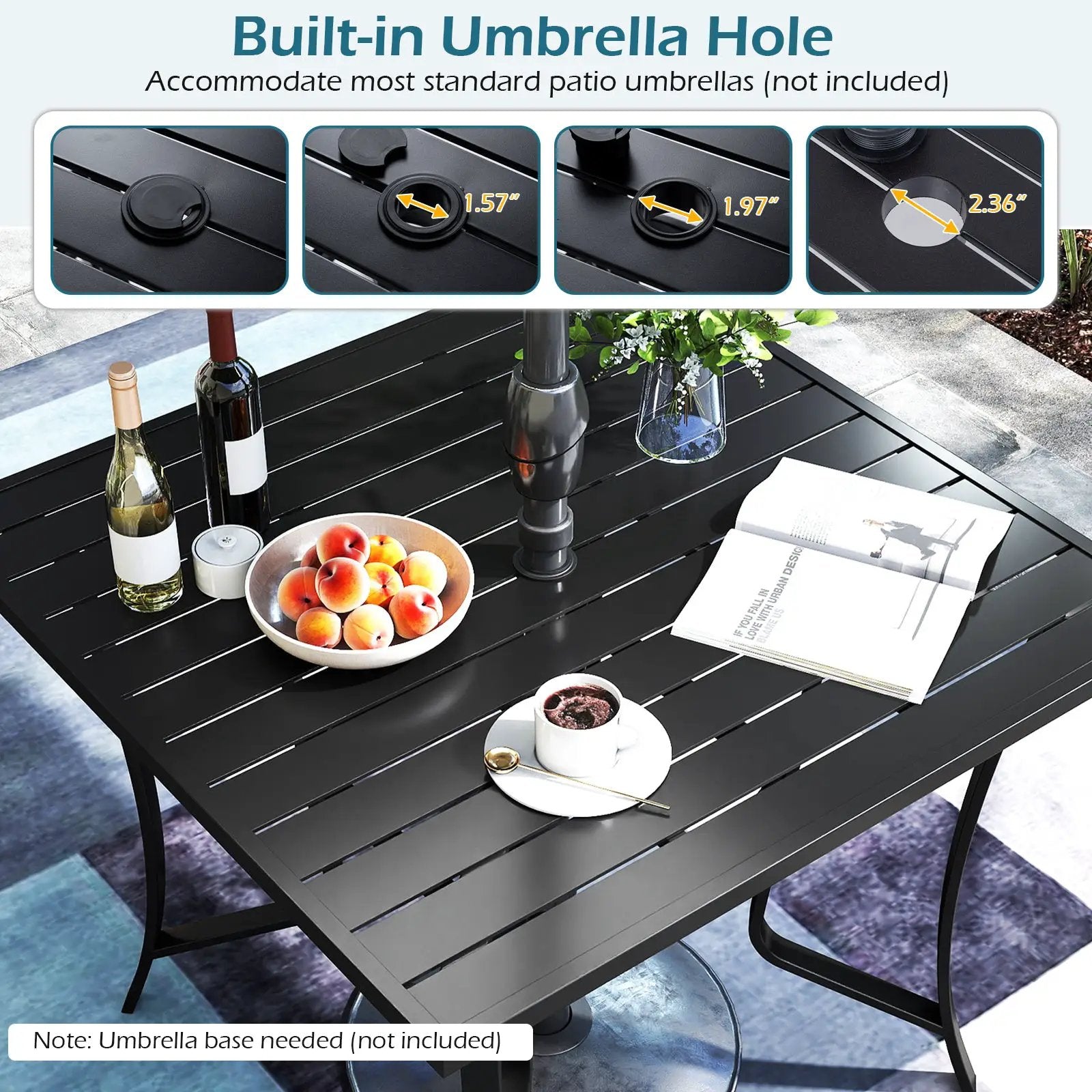 5 Pieces Outdoor Dining Set with 4 Swivel Chairs and 36 Inch Square Patio Table by DirectDeals
