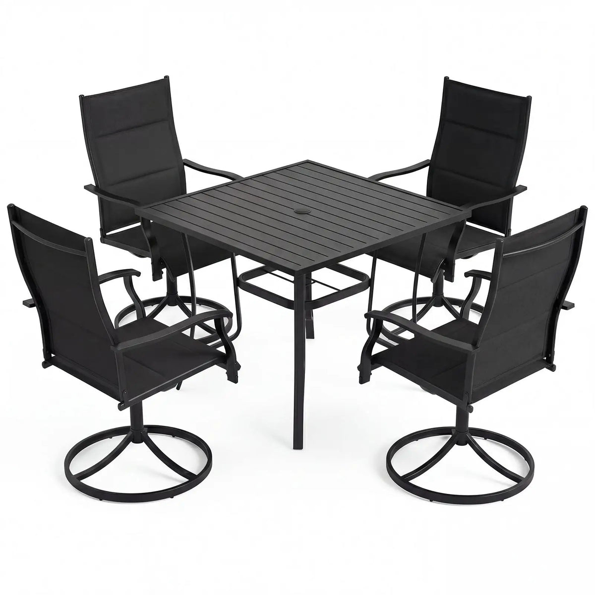 5 Pieces Outdoor Dining Set with 4 Swivel Chairs and 36 Inch Square Patio Table by DirectDeals