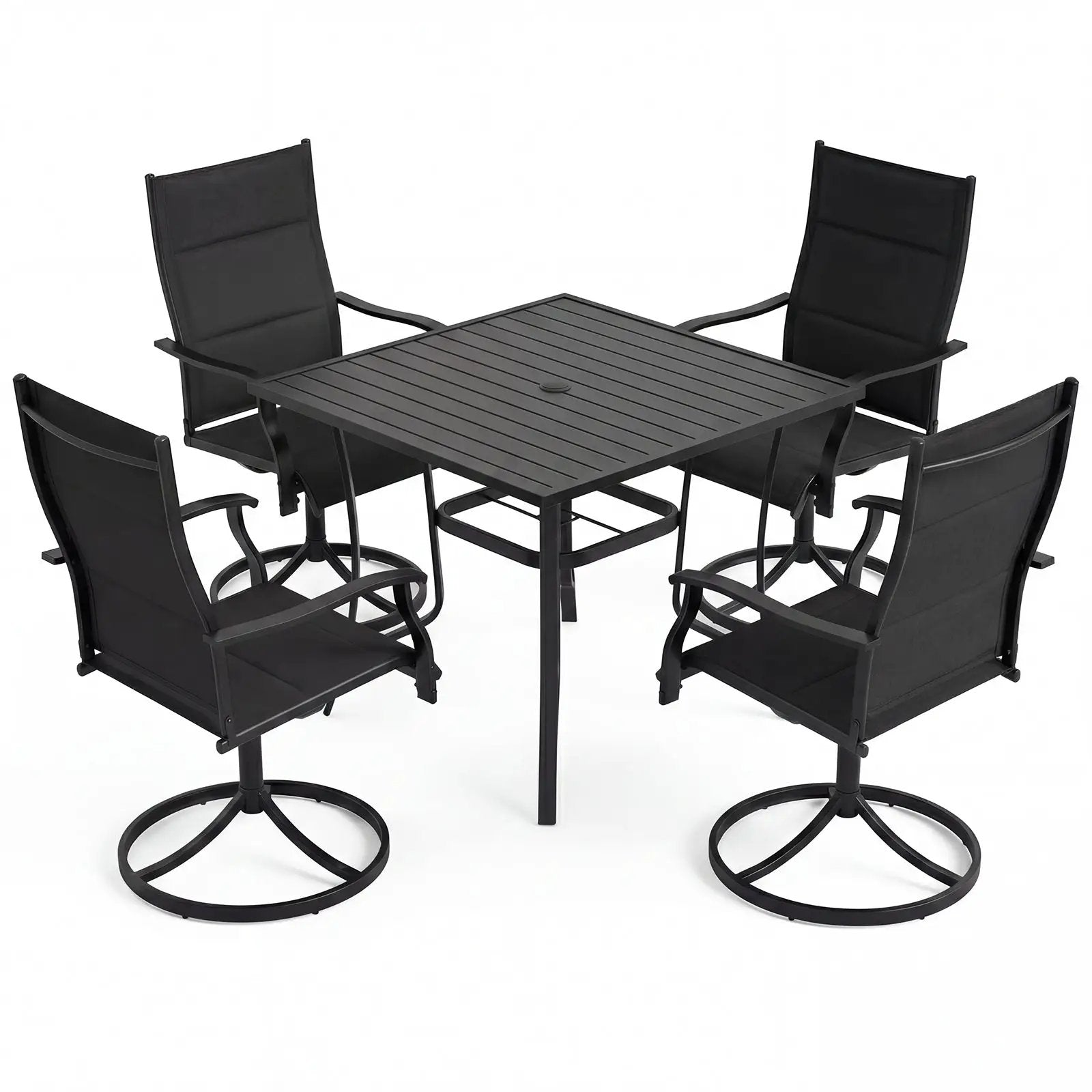 5 Pieces Outdoor Dining Set with 4 Swivel Chairs and 36 Inch Square Patio Table by DirectDeals