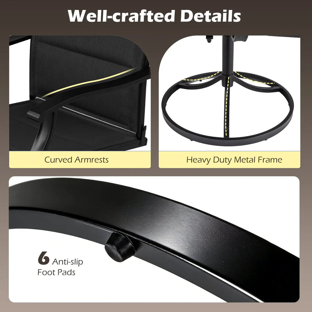 5 Pieces Outdoor Dining Set with 4 Swivel Chairs and 36 Inch Square Patio Table by DirectDeals